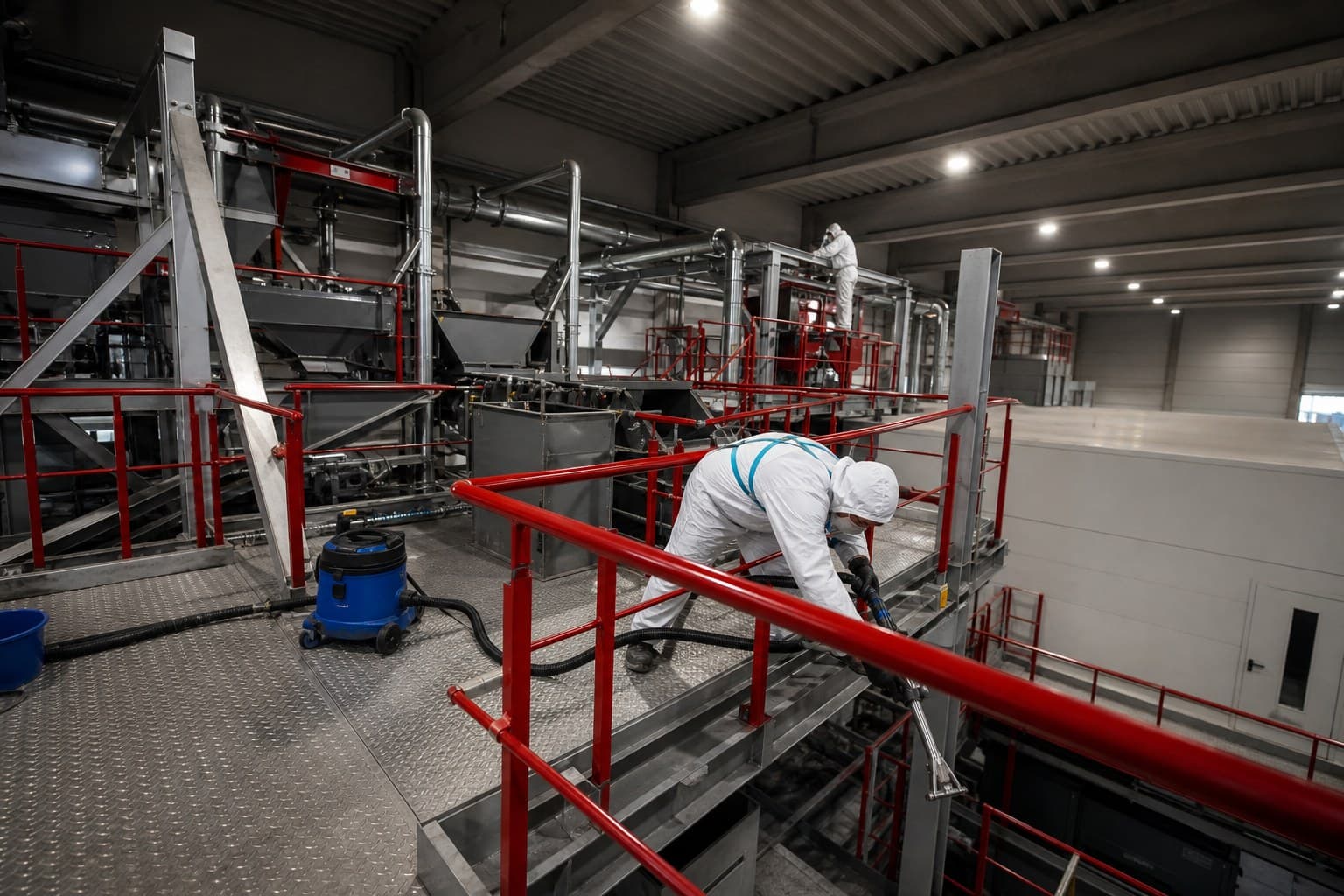 Ferman Industrieservice bei der Industriereinigung in einer Produktionshalle